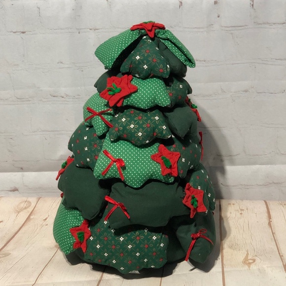 Handmade Christmas Tree Fabric Stuffed Decor Weighted - Picture 1 of 13